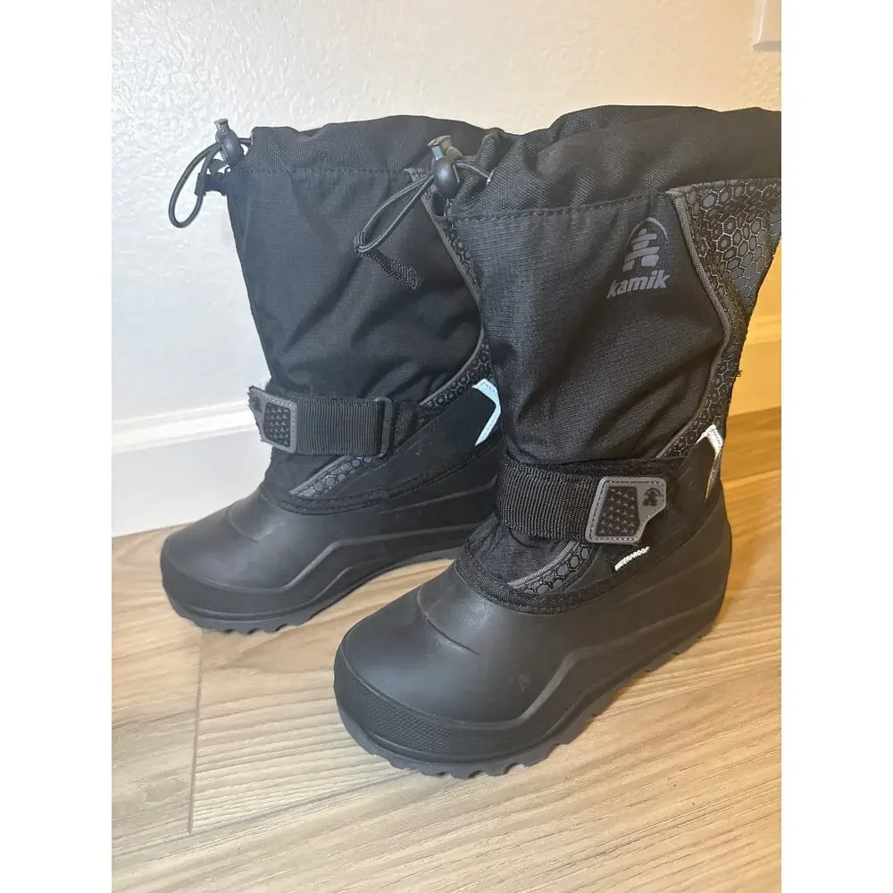 NEW Kamik Kids Size 1 Waterproof Winter Snow Boots Black Insulated Unisex